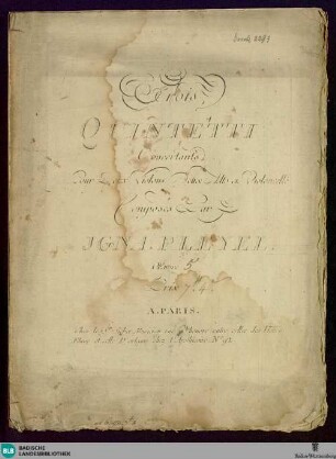 Trois Quintetti concertants : pour deux violons,deux alto et violoncelle; oeuvre 5