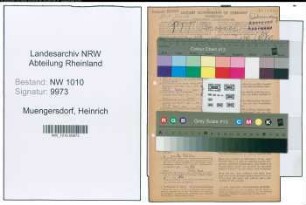 Entnazifizierung Heinrich Muengersdorf , geb. 28.03.1887 (Postarbeiter)