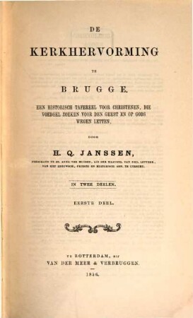 De Kerkhervorming te Brugge : In 2 Deelen, I