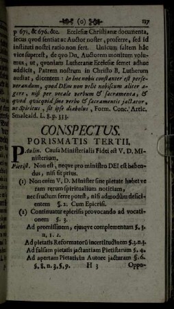 Conspectus. Porismatis Tertii.