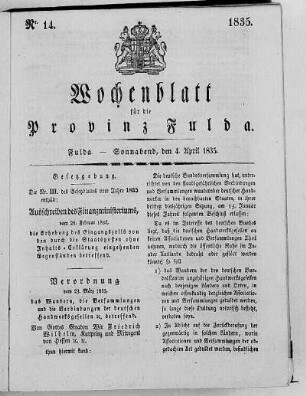 Nr. 14, Ausgabe vom 4. April 1835