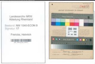 Entnazifizierung Heinrich Frericks , geb. 13.05.1906 (Architekt)