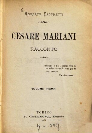 Cesare Mariani : Racconto. 1
