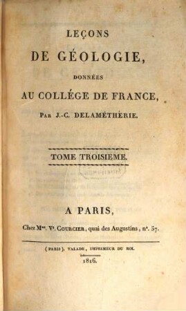 Leçons de géologie : données au collége de France, 3