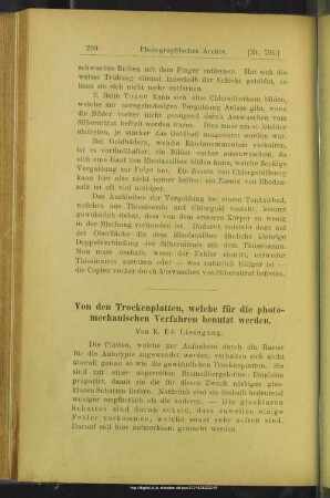 Von den Trockenplatten, welche für die photomechanischen Verfahren benutzt werden