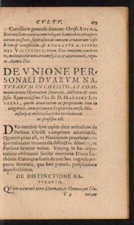 De Unione Personali Duarum Naturarum In Christo, Et Communicatione Idiomatum sententia, doctrina et confessio Reverendissimi Viri D. D. Martin Lutheri ...