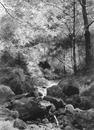 Waldbächlein : Leonhardi, Eduard: Waldbächlein. 1885. Aquarell; 41 x 30 cm. Privatbesitz