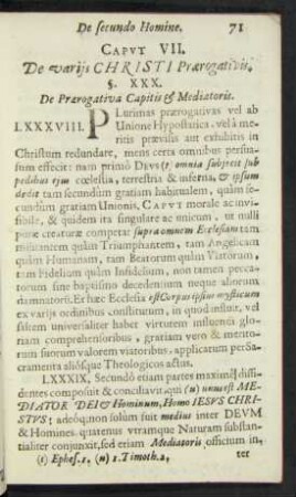 Caput VII. De variis Christi Praerogativis.