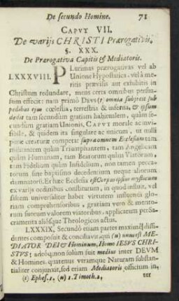 Caput VII. De variis Christi Praerogativis.