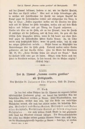 281-286 Des hl. Thomas "Summa contra gentiles" als Predigtquelle : Schluß