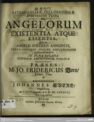 1: Angelologias philosophicae disputatio ...