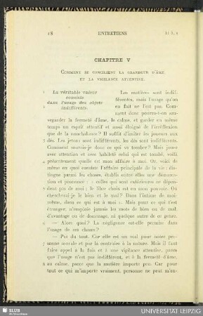 Chapitre V. Comment se concilient la grandeur d'àme et la vigilance attentive