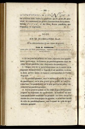 Note sur le quadrilatère plan.