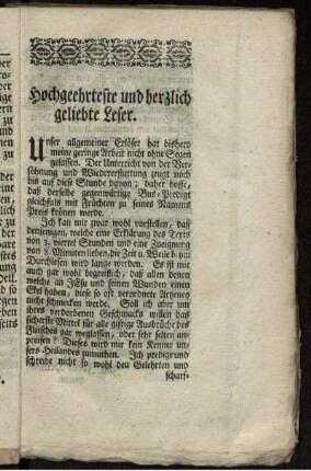 Hochgeehrteste und herzlich geliebte Leser.