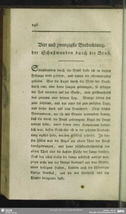 Vier und zwanzigste Beobachtung, der Schußwunden durch die Brust