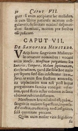 Caput VII. De Sanguine Menstruo.