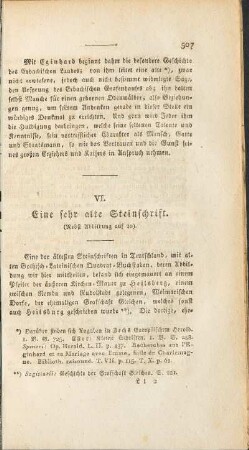 VI. Eine sehr alte Steinschrift.
