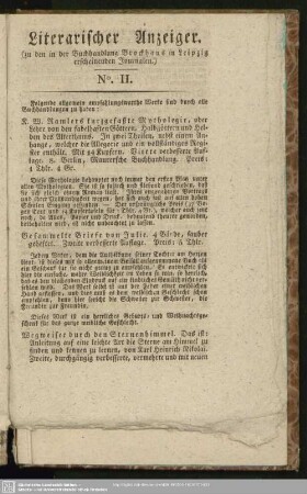 Literarischer Anzeiger. No. II