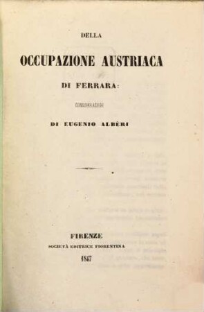 Della occupazione Austriaca di Ferrara