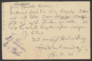 Brief an B. Schott's Söhne : 28.03.1921
