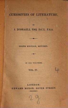 Curiosities of Literature : in Six Volumes, 4