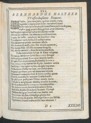 XXI. Bernhardus Höltzer Wolfershusanus Francus.