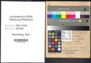 Entnazifizierung Karl Blumberg , geb. 08.06.1908 (Landwirt)