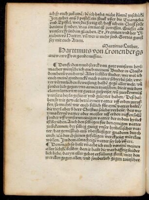 Harttmuts von Cronenbergs antwort uff vor gonde missive.