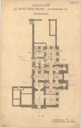 Landbauamt München; München; Prinz-Carl-Palais, Umbauten - Grundriss Keller