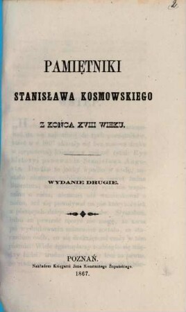 Pamiętniki Stanisława Kosmowskiego z końca XVIII wieku