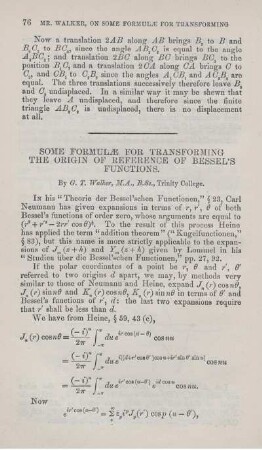 Some formulae for transforming the origin of reference of bessel´s functions.