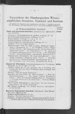 Verzeichnis der Hamburgischen Wissenschaftlichen Anstalten, Seminare und Institute