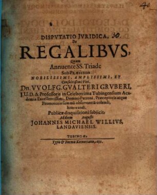 Disp. iur. de regalibus