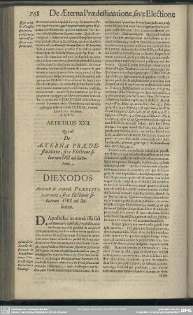 [Locus XXII.] De Aeterna Praedestinatione, sive Electione filiorum Dei ad Salutem