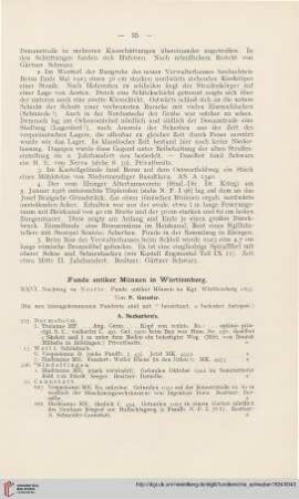 Funde antiker Münzen in Württemberg : XXVI. Nachtrag zu Nestle, Funde antiker Münzen im Kgr. Württemberg 1893