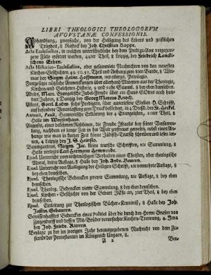 Libri Theologici Theologorvm Avgvstanæ Confessionis.