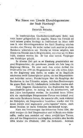 War Simon von Utrecht Ehrenbürgermeister der Stadt Hamburg?