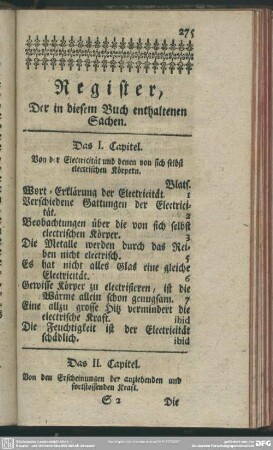 Register, Der in diesem Buch enthaltenen Sachen