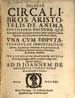 Selecta circa libros Aristotelis de anima