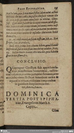 Dominica Tertia Post Epiphanias, Evangelium Matth. 8. Capite