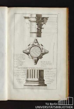 34. Plan et Elevation du Chapiteau Composite ou sur l'Angle.