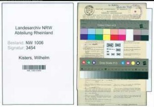 Entnazifizierung Wilhelm Kisters , geb. 04.12.1894 (Postschaffner)