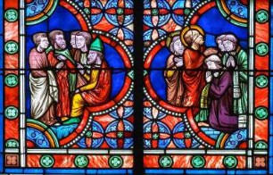 Frankreich. Basse Normandie. Manche. Coutances. Kathedrale innen. Nördliche Glasfenster 13 Jahrhundert