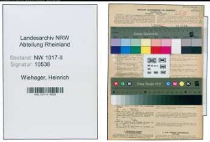 Entnazifizierung Heinrich Wiehager , geb. 08.11.1891 (Hilfsaufseher)