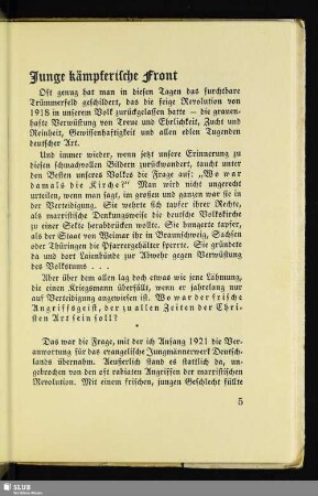 Junge kämpferische Front