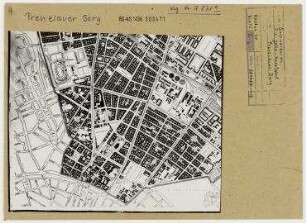 Schadenskartierung des Südens des Bezirks Prenzlauer Berg. Berlin, Prenzlauer Berg, Helmholtzplatz/Sportpark F. L. Jahn/Schönhauser Allee/Greifswalder Straße/Pappelallee/Gaswerk/Arnswalder Platz