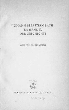 Johann Sebastian Bach im Wandel der Geschichte
