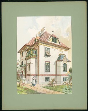 Villa Hochschulstraße 30, Wien: Ansicht (aus: Moderne Villen in Meisteraquarellen, hrsg. von Gebr. R. Völkel, 1903-04)