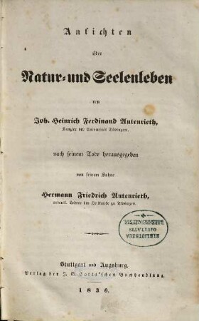 Ansichten über Natur- und Seelenleben