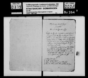 Vermögensübergabe des Schneiders Jakob Beyl in Inneringen an seinen Stiefsohn Xaver Birkle